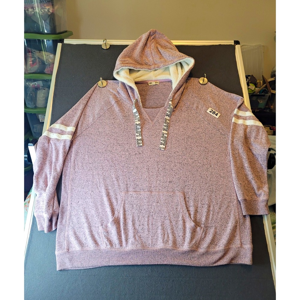 Inspired Hearts Pullover Hoodie Women's 2X Pockets Logo Faux Fur Hood
